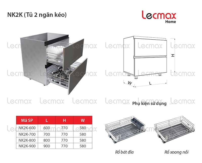 Tủ 2 ngăn kéo NK2K