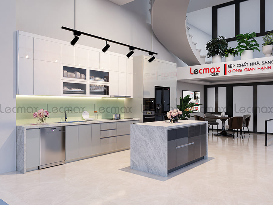 Tủ bếp inox kết hợp bàn đảo bếp