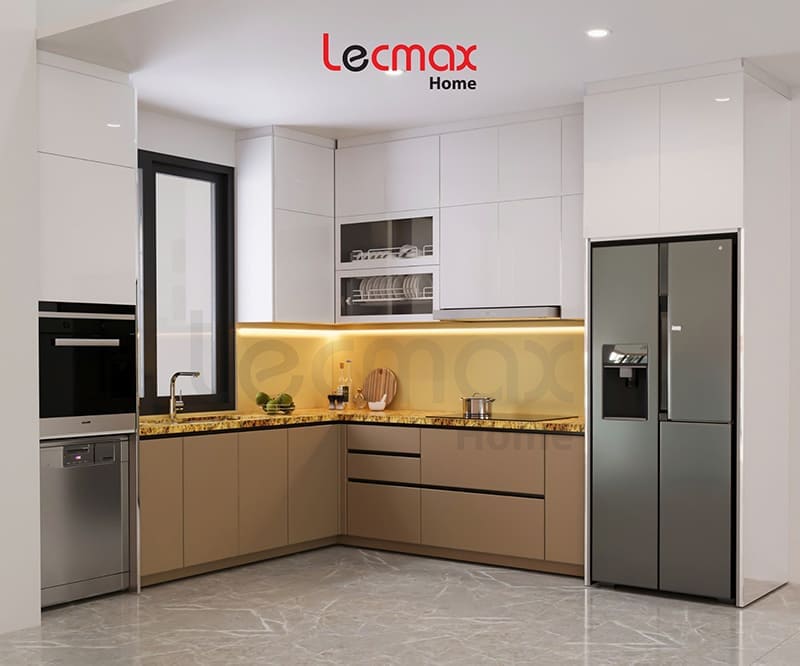 Tủ bếp chữ L inox 304 Tủ bếp chữ L inox 304
