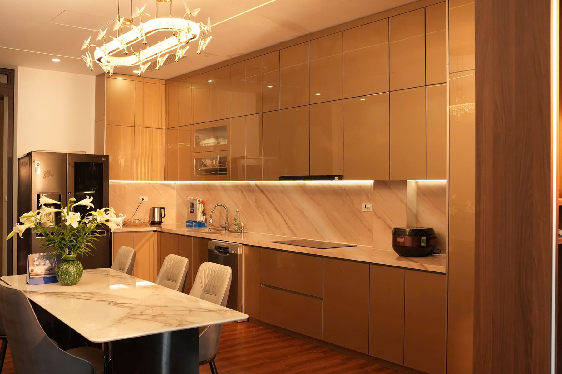 TỦ BẾP INOX NHÀ CHỊ NGÀ – HOÀNG QUỐC VIỆT – HÀ NỘI