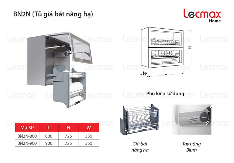 Tủ giá bát nâng hạ BN2N