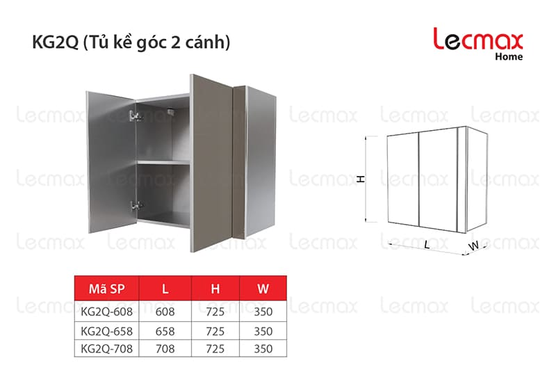 Tủ kề góc 2 cánh KG2Q