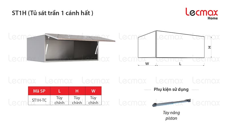 Tủ sát trần 1 cánh hất ST1H