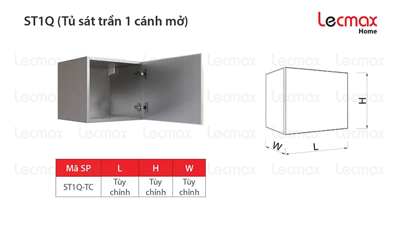 Tủ sát trần 1 cánh ST1Q