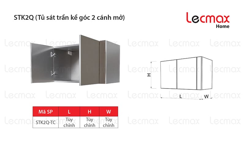 Tủ sát trần kế góc 2 cánh Tủ sát trần kế góc 2 cánh