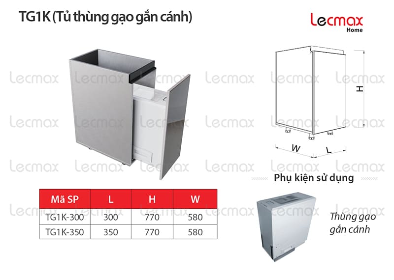 Thùng gạo gắn cánh TG1K