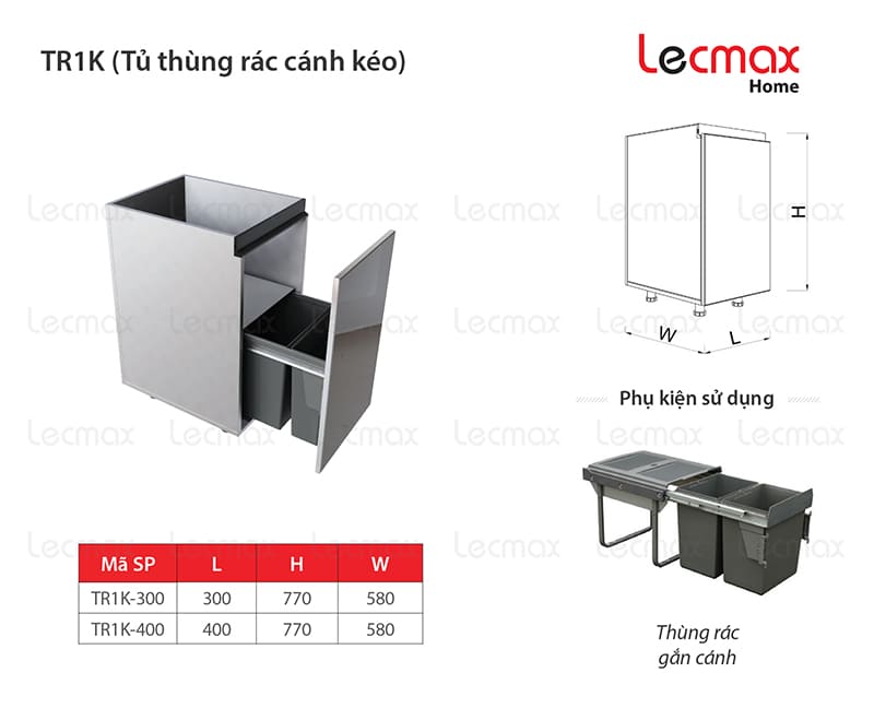 Thùng rác âm tủ cánh kéo