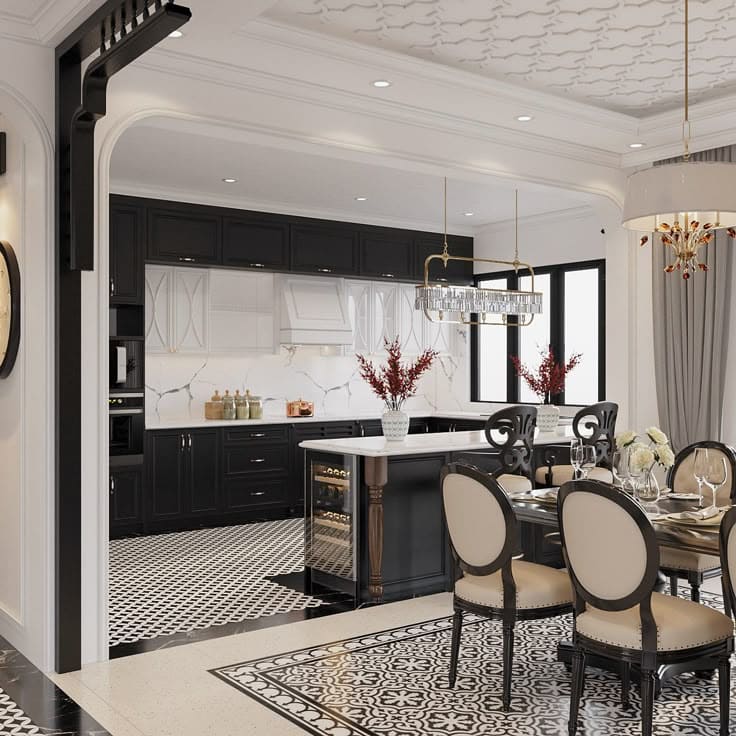 Phòng bếp biệt thự phong cách Indochine