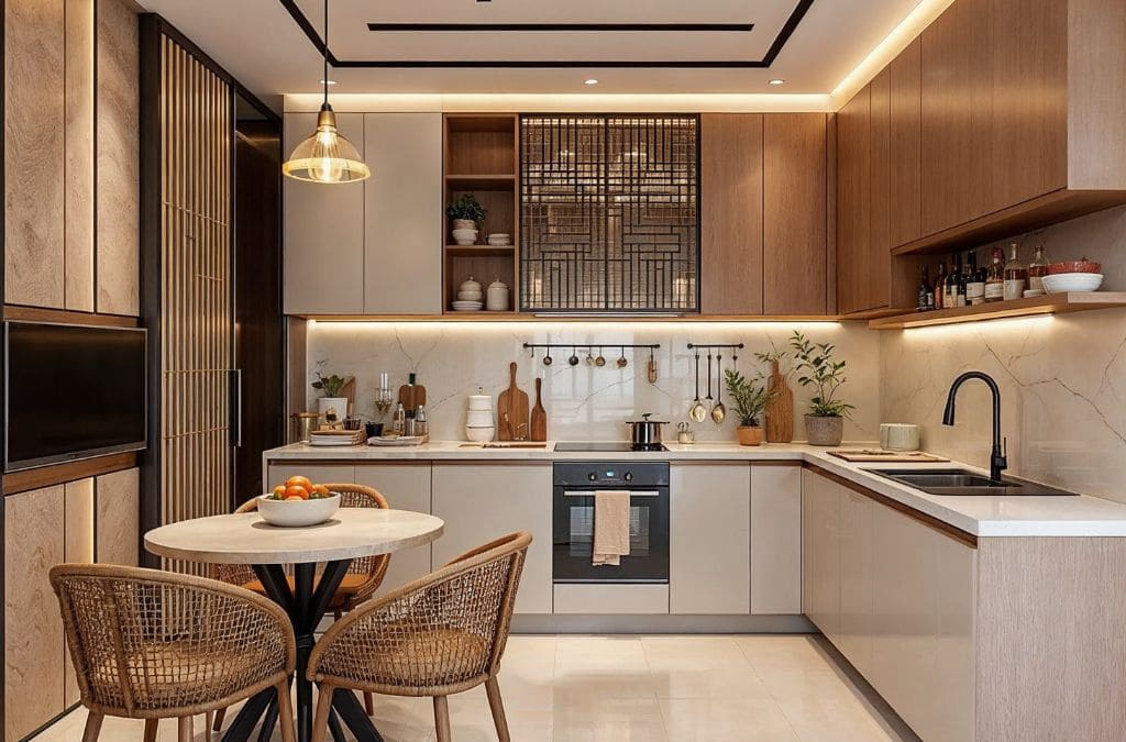 Mẫu tủ bếp chữ L cho căn hộ nhỏ