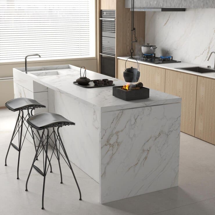 Bàn đảo bếp mặt đá nhân tạo