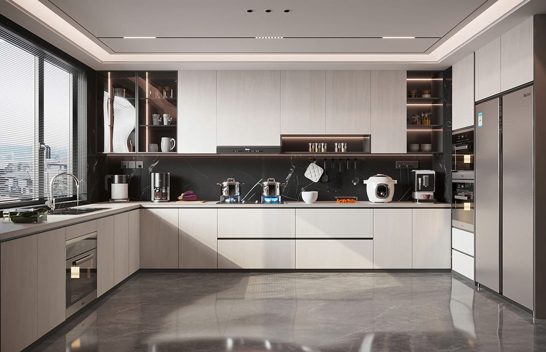 Tủ bếp chữ U gỗ công nghiệp Tủ bếp chữ U gỗ công nghiệp