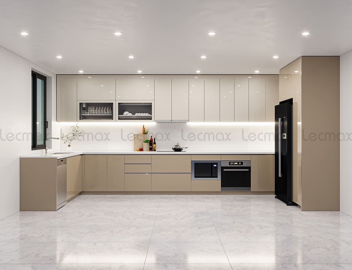 Tủ bếp inox 304 cánh kính cường lực