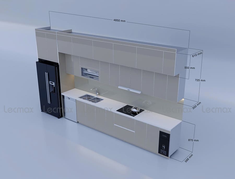 Kích thước tủ bếp inox 304 Lecmax Home