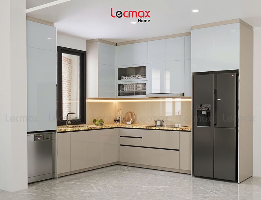 Mẫu tủ bếp cao cấp cánh Acrylic