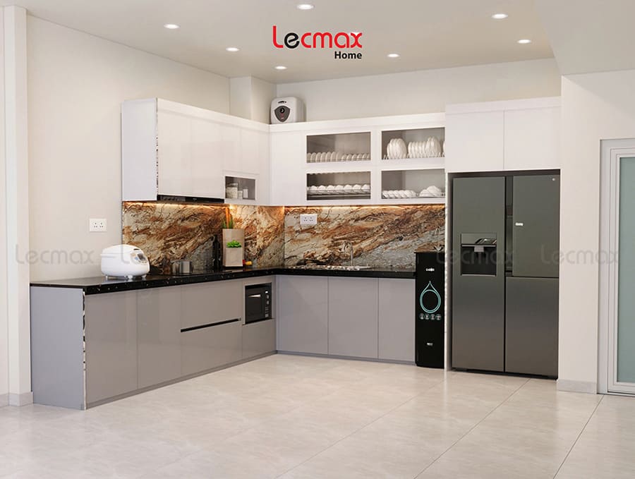 Mẫu tủ bếp inox 304 chữ L