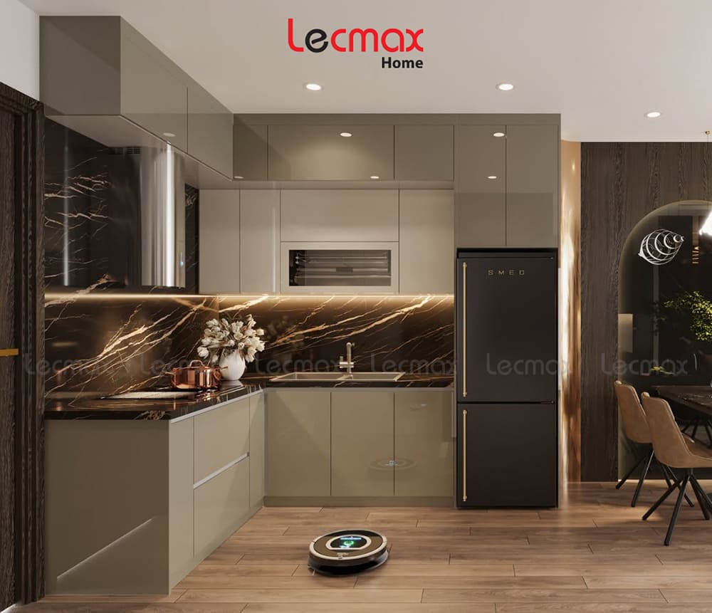 Thiết kế tủ bếp inox phong cách tân cổ điển